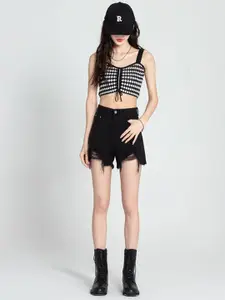 StyleCast x Revolte Women Regular Fit High-Rise Denim Shorts