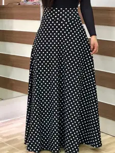StyleCast Polka Dot Printed Flared A-Line Maxi Skirt