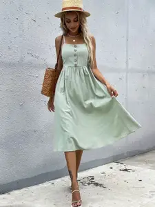 StyleCast Solid Fit And Flare Knee Length Cotton Dress