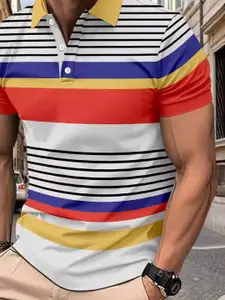 StyleCast x Revolte Men Striped Polo Collar T-shirt