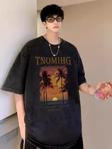 StyleCast Men Graphic Printed Round Neck Pure Cotton Oversized T-shirt