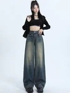 StyleCast Women Cotton Straight Fit High-Rise Light Fade Jeans