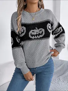 StyleCast x Revolte Women Self Design Round Neck Pullover