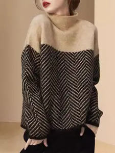 StyleCast Women Self Design Turtle Neck Pullover Sweater