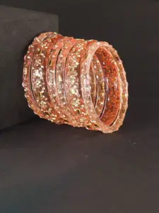 LAVAZZA Set Of 6 Zircon Diamond & Beads Work Glass Bangles