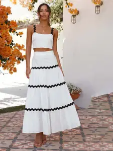 StyleCast White Solid Top and Skirt Co-Ords Set