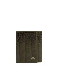 Da Milano Men Textured Leather Three Fold Wallet