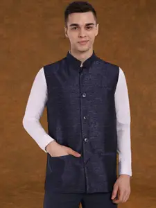 Moda Rapido Woven Design Mandarin Collar Nehru Jacket