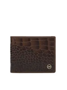 Da Milano Men Geometric Textured Leather Two Fold Wallet