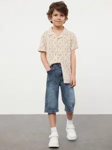 Trendyol Boys Printed Short Sleeves Pure Cotton Shirt With Shorts