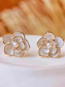SUBHAGALANKAR Gold-Plated Pearls Beaded Floral Shaped Studs