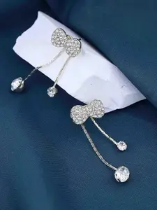 SUBHAGALANKAR Gold-Plated Artificial Stones Studded Contemporary Shaped Drop Earrings