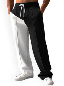 StyleCast x Revolte Men Mid-Rise Colourblocked Easy Wash Trousers