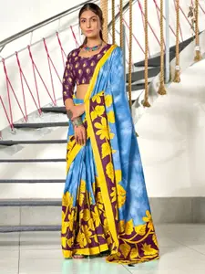 Anouk Floral Pure Cotton Block Print Saree