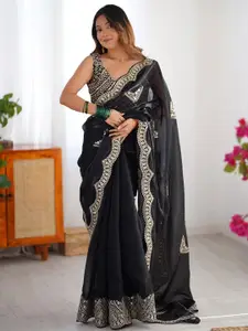 Saree mall Embellished Sequinned Organza Sarees