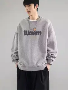 StyleCast x Revolte Men Typography Printed Round Neck Pullover Sweatshirt