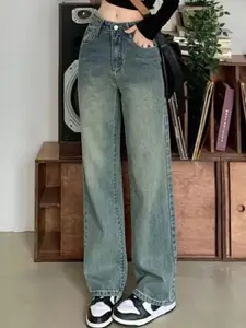 StyleCast Women Wide Leg Mid-Rise Light Fade Denim Jeans