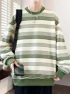 StyleCast x Revolte Men Striped Round Neck Pullover Sweatshirt