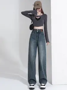 StyleCast Women Straight Fit High-Rise  Light FadeCotton Clean Look Jeans