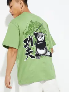 max Men Kung Fu Panda Graphic Printed Round Neck Cotton Relaxed Fit T-shirt