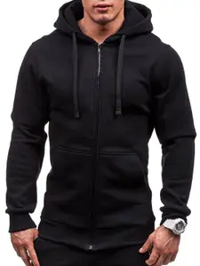 StyleCast x Revolte Men Solid Hood Front-Open Sweatshirt