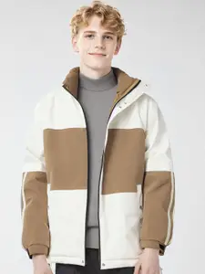 StyleCast x Revolte Men Mock Collar Colourblocked Casual Bomber Jacket