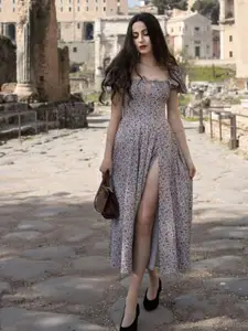 StyleCast Floral Printed Puff Sleeve Maxi Dress