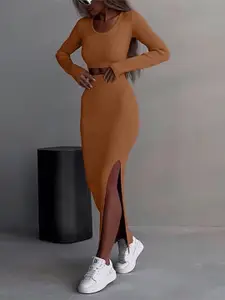 StyleCast Brown Long Sleeves Top & Skirt