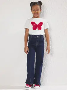 Trendyol Girls Regular Fit Mid-Rise Clean Look Cotton Non Stretchable Jeans