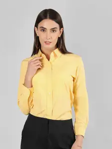 Chemistry Women New Slim Fit Solid Spread Collar Casual Shirt