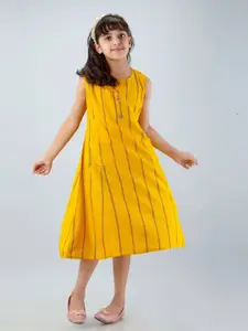 DMP FASHION Girls Vertical Stripes Striped Cotton A-Line Longline Top