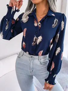 StyleCast Navy Blue Abstract Printed Casual Shirt