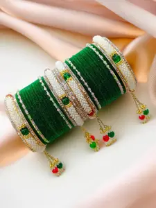 BeautyTrends Set Of 32 Gold-Plated AD Studded Latkan Chuda Bangle