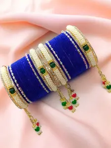 BeautyTrends Set Of 32 Gold-Plated AD Studded Latkan Chuda Bangle