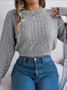 StyleCast x Revolte Women Cable Knit Crop Pullover