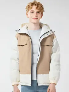 StyleCast x Revolte Men Hooded Colourblocked Casual Padded Jacket