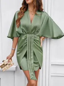 StyleCast x Revolte Flared Sleeves Gathered Sheath Dress