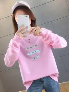 StyleCast x Revolte Typography Printed Cotton Longline Sweatshirt