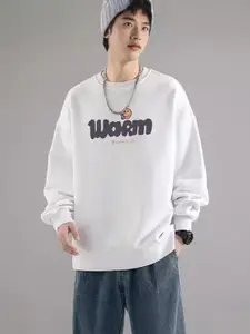 StyleCast x Revolte Men Typography Printed Round Neck Pullover Sweatshirt