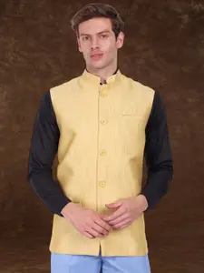 Moda Rapido Woven Design Mandarin Collar Nehru Jacket