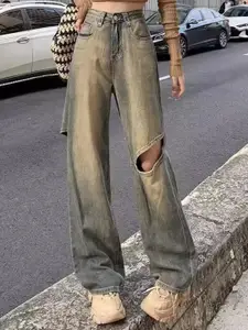 StyleCast x Revolte Women Flared Slash Knee Jeans