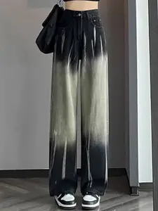 StyleCast Women Straight Fit High-Rise Cotton Heavy Fade Jeans