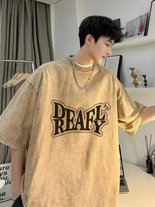 StyleCast Men Typography Printed Round Neck Pure Cotton Oversized T-shirt