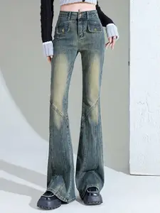 StyleCast Women Blue Mid-Rise Mom Fit Heavy Fade Jeans