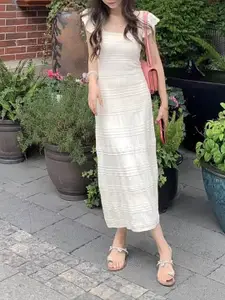 StyleCast x Revolte Square Neck Short Sleeves Bodycon Maxi Dress