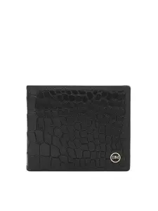 Da Milano Men Geometric Textured Leather Two Fold Wallet