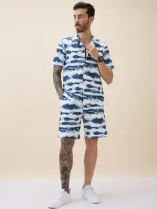 Status Quo Printed Shirt Collar Shirt & Shorts Co-Ords