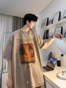 StyleCast Men Graphic Printed Round Neck Pure Cotton Oversized T-shirt