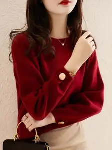 StyleCast Women Round Neck Long Sleeves Pullover Sweater
