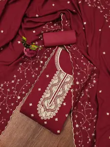 Panzora Floral Embroidered Zari Unstitched Dress Material